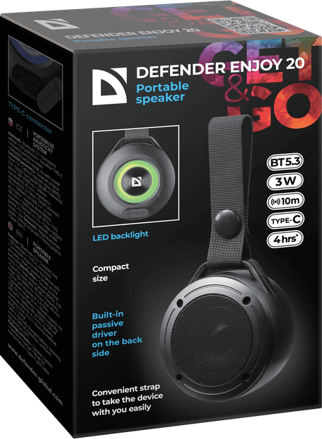 Портативна акустика Defender Enjoy 20 3Вт Black (65920) (7202792) - Фото 4 Портативна акустика Defender Enjoy 20 3Вт Black (65920) (7202792) - изображение 4
