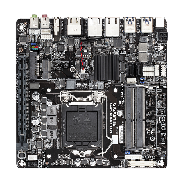 Материнская плата Gigabyte GA-IMB410TN mini-ITX (Intel H410, LGA1200, PCI-E x16, 2xDDR4 SODIMM, 1xM.2 SSD) - Фото 1 Материнская плата Gigabyte GA-IMB410TN mini-ITX (Intel H410, LGA1200, PCI-E x16, 2xDDR4 SODIMM, 1xM.2 SSD) - изображение 1