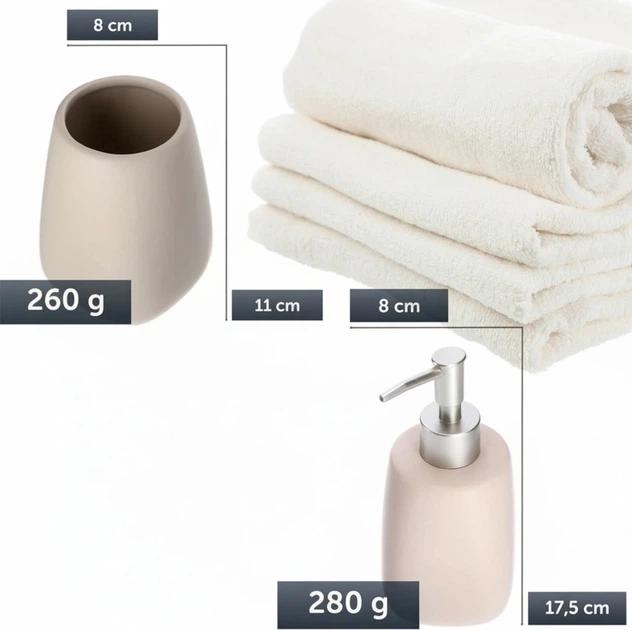 Набір аксесуарів для ванної кімнати Kadax 2 шт. Бежевий (K8188) - зображення 2