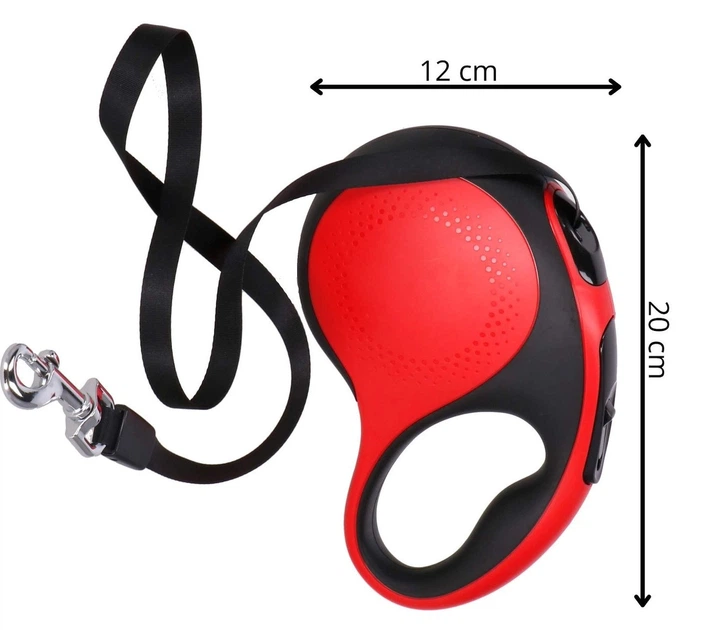 Smycz dla psa Springos automatyczna L do 50 kg taśmowa 5 m Czarny i czerwony (5907719480398) - obraz 3