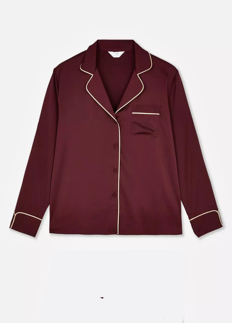 Сатинова пижамна рубашка Boyfriend Primark XS для дома и сна Бордовый (8679) - изображение 5