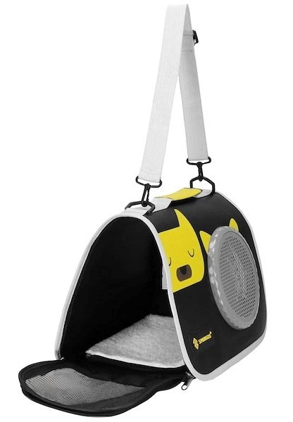 Сумка для транспортування собаки кота Springos до 10 кг 24 x 40 x 24 см Чорний жовтий та сірий (5907719480145) - зображення 2