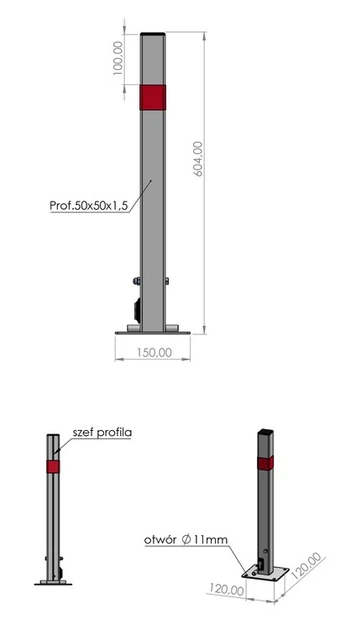 Блокада паркувальна Yato YT-55756 складана із замком стовпчик (5906083119279) - зображення 5