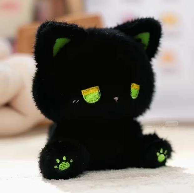 Мягкая игрушка Котик плюшевый черный - Фото 1 Мягкая игрушка Котик плюшевый черный - изображение 1