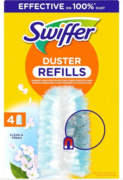 Змінні насадки для щітки-магніту для збирання пилу Swiffer Duster Refills 4 штуки - Фото 2 Змінні насадки для щітки-магніту для збирання пилу Swiffer Duster Refills 4 штуки - зображення 2