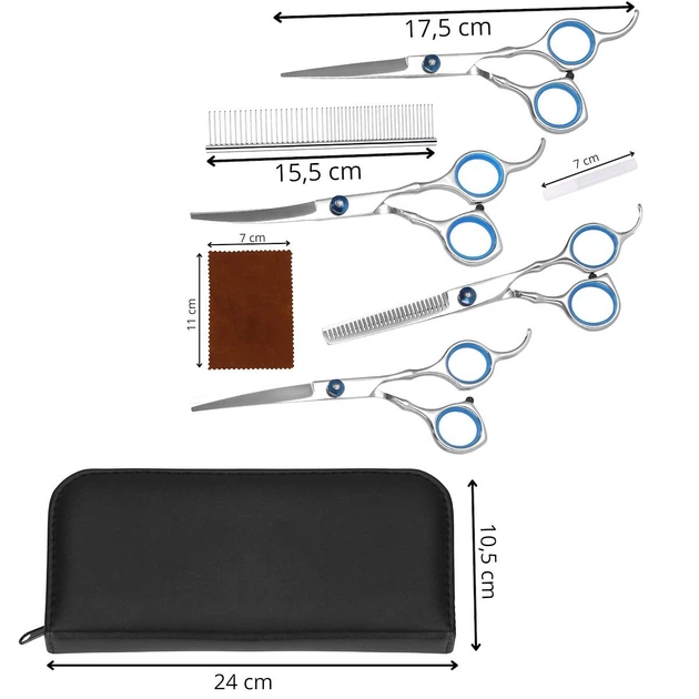 Zestaw do strzyżenia psów Springos 4 nożyczki groomerskie grzebień olejek ściereczka etui (5907719480893) - obraz 4