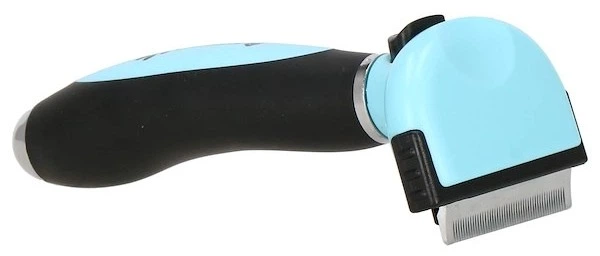 Szczotka do wyczesywania sierści Springos psa kota samoczyszcząca ostrze 5 cm Niebiesko-czarna (5907719419626) - obraz 7