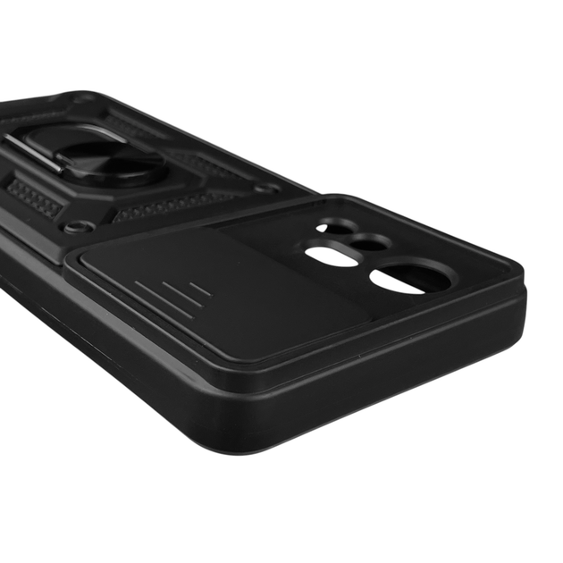 Чохол для ZTE Blade A72s броньований з кільцем-тримачем підставкою зі шторкою чорний - зображення 7
