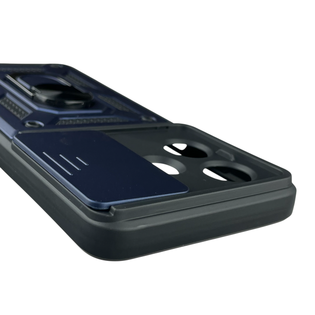 Чехол для Oppo A3x бронированный с кольцом-держателем со шторкой тёмно-синий - Фото 8 Чехол для Oppo A3x бронированный с кольцом-держателем со шторкой тёмно-синий - изображение 8