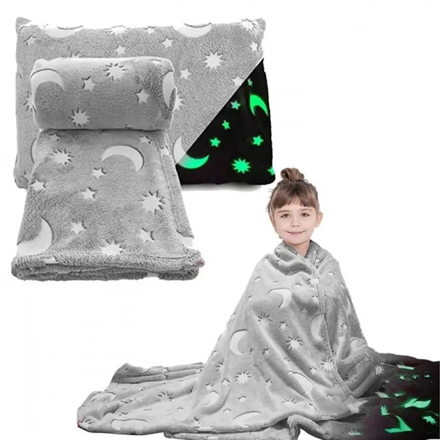 Плед, що світиться 150х100см, Magic Blanket, Сірий / Дитяче флісове покривало / Люменісцентний плед на ліжко ( 11790 ) - зображення 9