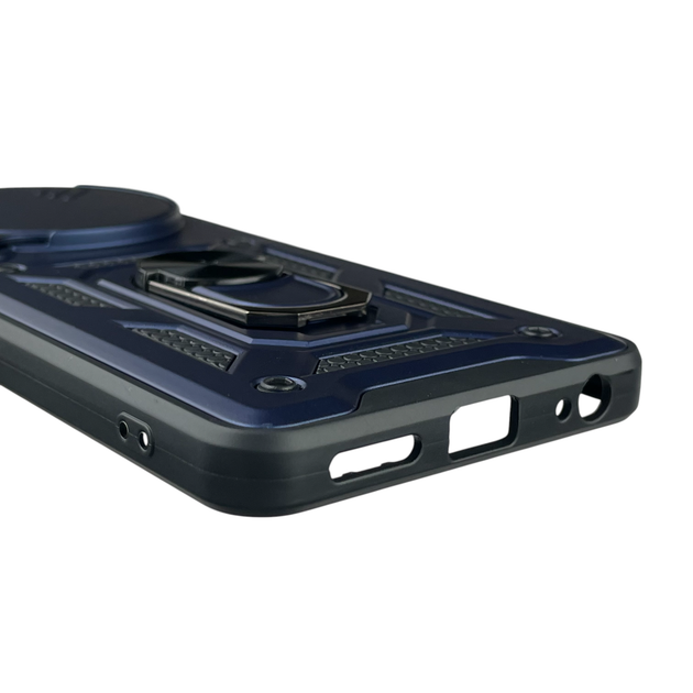 Чехол для Tecno Spark 30 (KL6) бронированный с кольцом-держателем со шторкой тёмно-синий - изображение 4