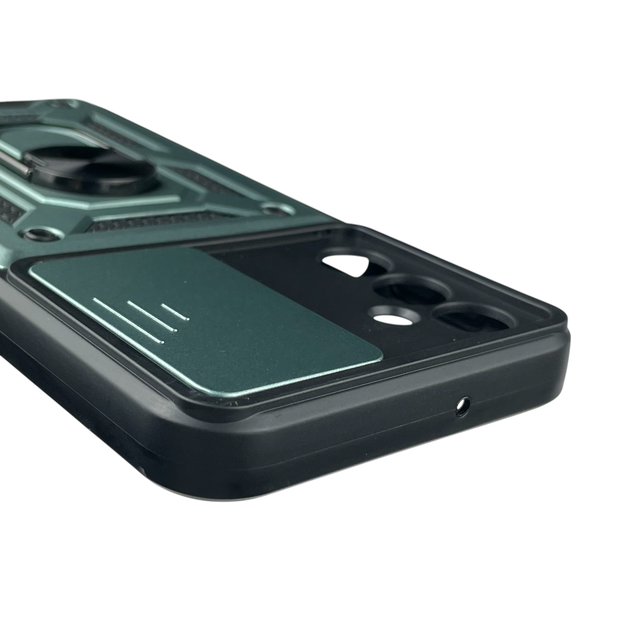 Чохол для Samsung Galaxy M34 5G (M346B) броньований з кільцем-тримачем підставкою зі шторкою зелений - Фото 3 Чохол для Samsung Galaxy M34 5G (M346B) броньований з кільцем-тримачем підставкою зі шторкою зелений - зображення 3