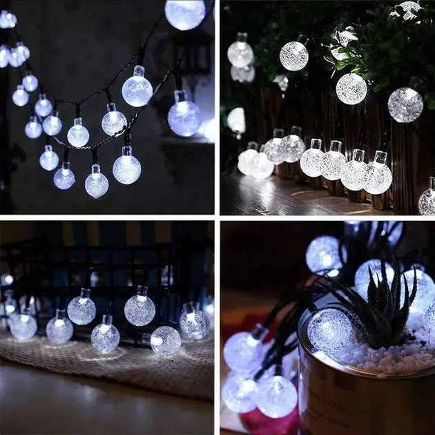 Новогодняя LED гирлянда "Хрустальные шарики" (13 м, 170 LED, Белый цвет) — Эффектное праздничное освещение - изображение 7