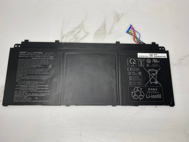 Оригинальная батарея (аккумулятор) для ноутбука Acer Aspire S5-371 (AP15O5L, AP15O3K, 11.55V, 53.9Wh) — Б/У - изображение 3