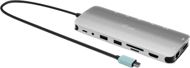 Hub USB i-tec Metal Nano 3x Display Dock Grey + Universal Charger 140 W (C31NANOTRIPLED140) - obraz 4