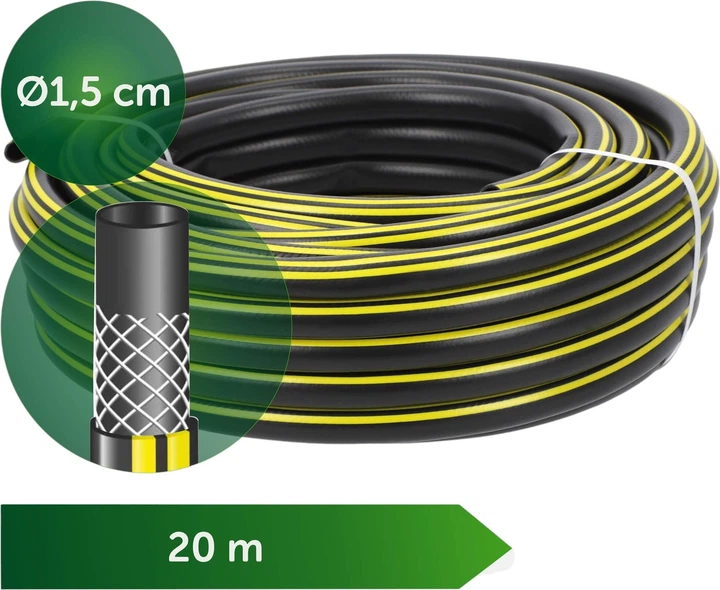 Шланг садовий Kadax K3006 20 м 1/2" Чорно-жовтий (149319) - зображення 4