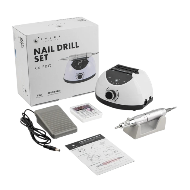 Фрезер для манікюру Bucos Nail Drill X4 PRO White Pearl 65W 35000 об/хв - зображення 6