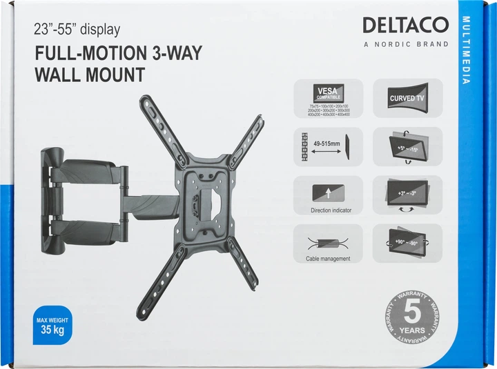 Uchwyt ścienny Deltaco ARM-1205 23-55" (7333048048370) - obraz 3