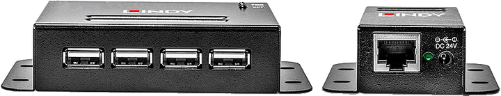 Hub USB Lindy 4 Port USB 2.0 Cat.6 Metal Black (4002888426817) - obraz 2