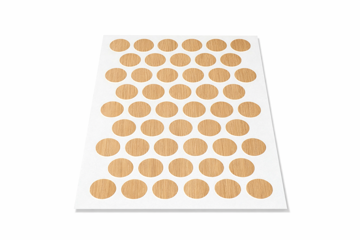 Самоклеюча меблева заглушка WEISS на конфірмат d=14мм Дуб Світлий 50шт/лист (ZG0819) - Фото 2 Самоклеюча меблева заглушка WEISS на конфірмат d=14мм Дуб Світлий 50шт/лист (ZG0819) - изображение 2