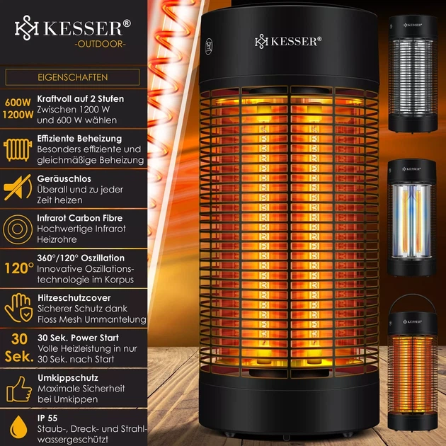 Инфракрасный обогреватель KESSER 38 см 700 Вт черный - изображение 3