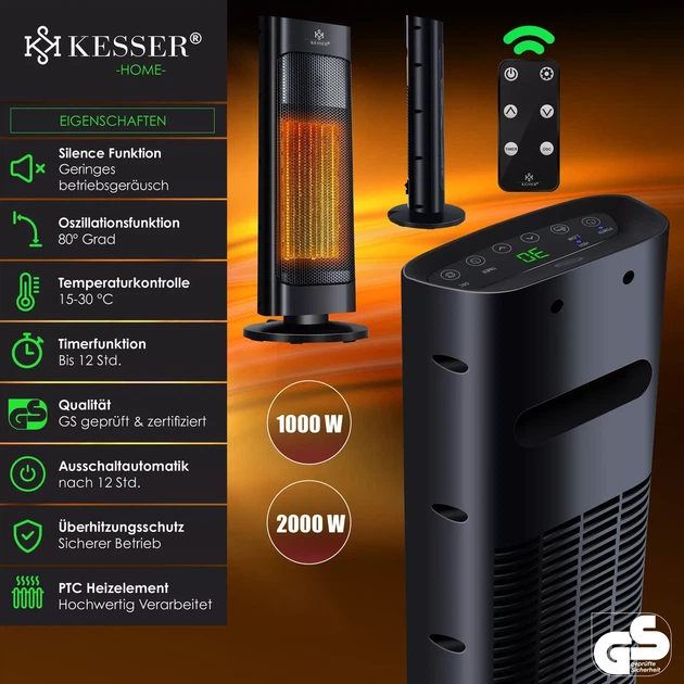 Инфракрасный обогреватель KESSER 2000 Вт Керамический для дома 52x9x19 см - изображение 7