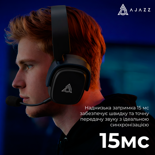 Бездротові ігрові навушники Ajazz AHM09 MAX Black Gray Yellow (AHM09-MAX-BGY) - Фото 14 Бездротові ігрові навушники Ajazz AHM09 MAX Black Gray Yellow (AHM09-MAX-BGY) - зображення 14