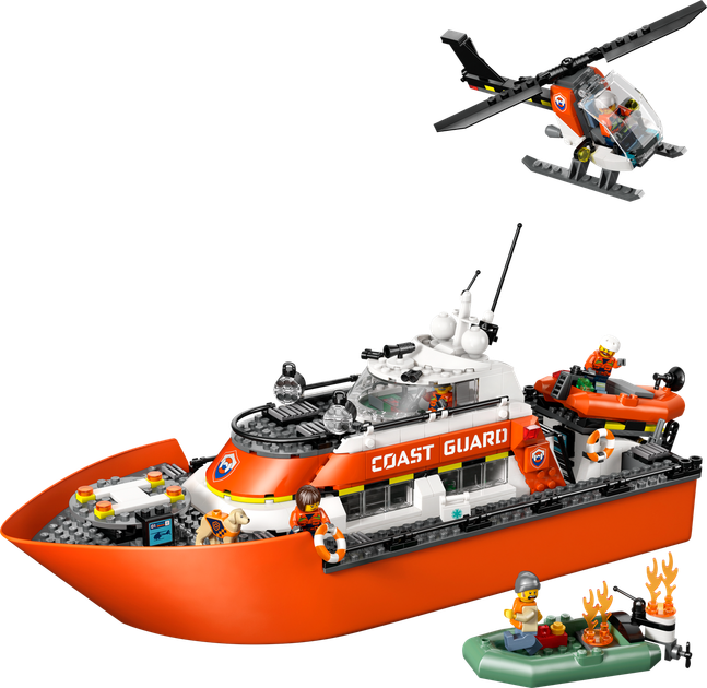 Конструктор Lego City Рятувальний корабель та вертоліт берегової охорони 60504 - зображення 3