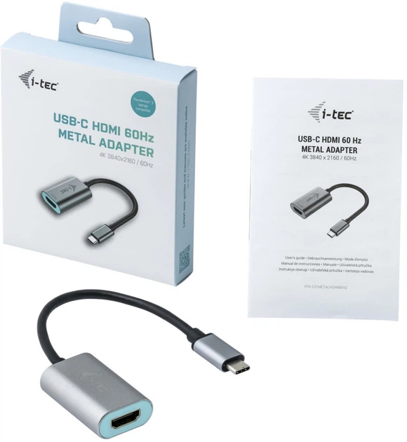 Adapter i-tec USB-C - HDMI 4K/60 Hz 0.15 m Silver (C31METALHDMI60HZ) - obraz 4