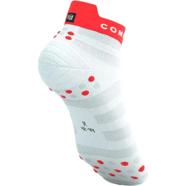 Носки с компрессионным эффектом для триатлона короткие Compressport Pro Racing Socks V4.0 Ultralight Run Low White/fluo red/black L (100081373) - изображение 5