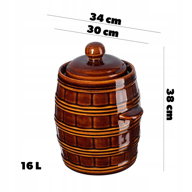 Beczka kamionkowa Kadax Helios z pokrywką z kolnierzem 16 l (5903699476871) - obraz 3