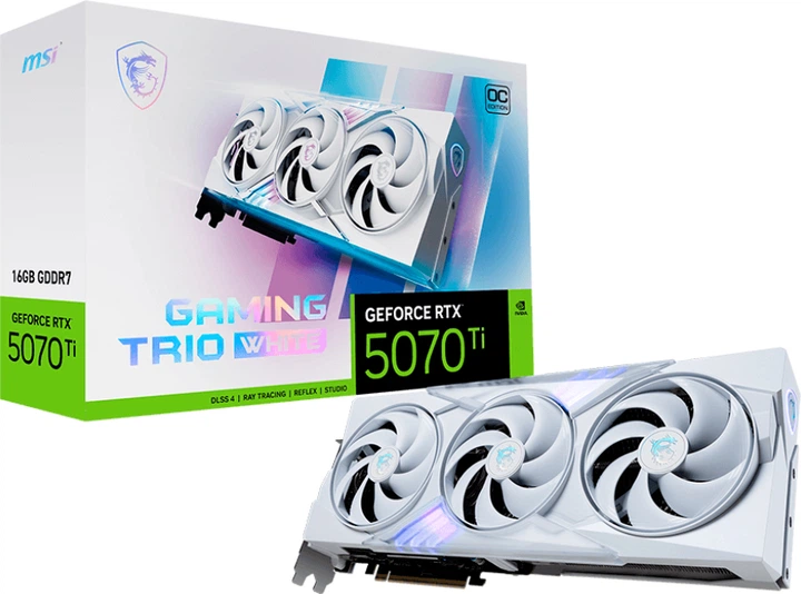 Karta graficzna MSI PCI-Ex GeForce RTX 5070 Ti Gaming Trio OC White 16GB GDDR7 (256bit) (2580/28000) (HDMI, 3 x DisplayPort) (GeForce RTX 5070 Ti 16G GAMING TRIO OC WHITE) - obraz 7