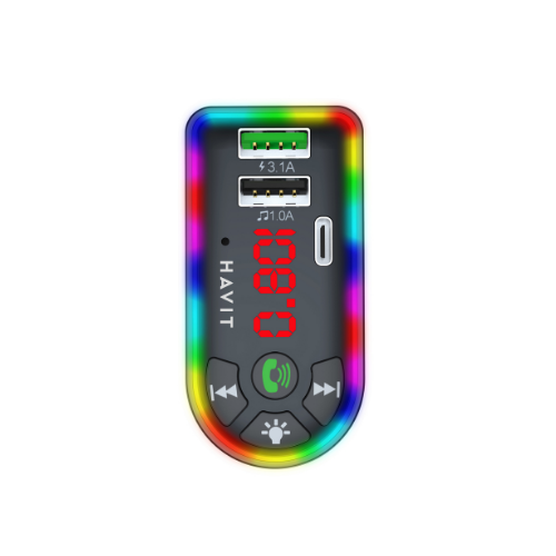 FM-модулятор бездротовий 2USB/Type-C/Micro SD чорний Havit HV-FM813BT - Фото 3 FM-модулятор бездротовий 2USB/Type-C/Micro SD чорний Havit HV-FM813BT - изображение 3