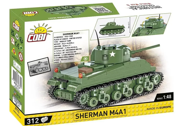 Конструктор танк Historical Collection World War II 2715 Sherman M4A1 COBI 2715 - изображение 2