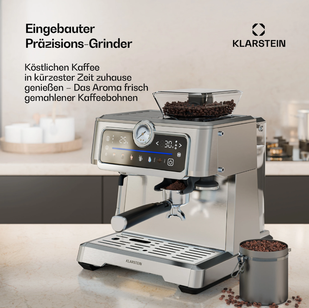 Кофемашина Klarstein GrandPresso Touch кофеварка-эспрессо с кофемолкой 20 бар 1350 Вт - изображение 4