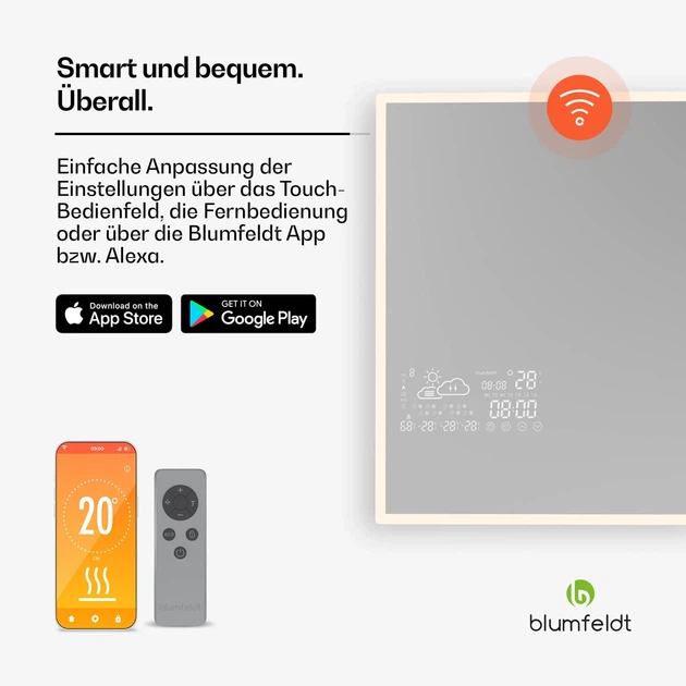 Инфракрасный обогреватель Blumfeldt ReflectiHeat Smart Настенный обогреватель-зеркало 500 Вт - изображение 7