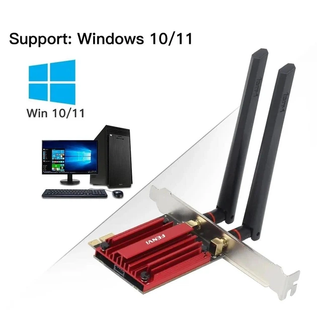 Геймерская трехдиапазонная Сетевая карта WiFi+Bluetooth 5.2 PCI-E Fenvi FV-AXE3000 2.4G/5G/6Ghz 5374 Mbps + 2 Антенны (18840) - изображение 2