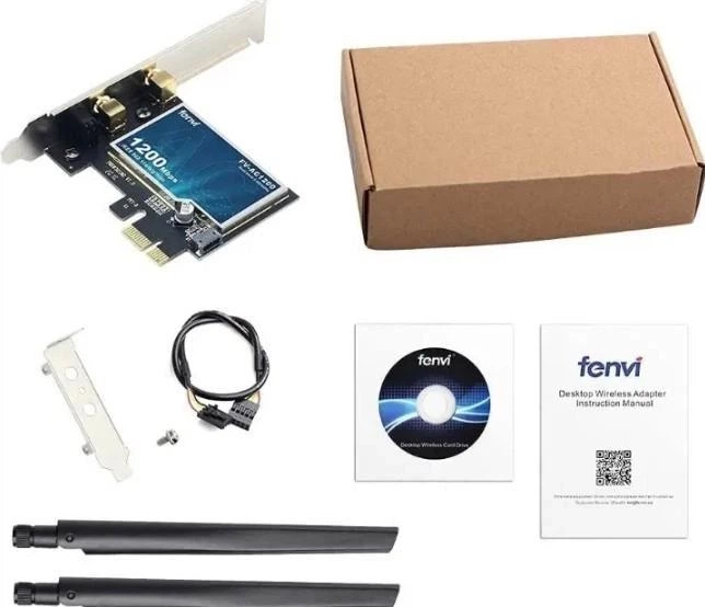 Геймерская двухдиапазонная Сетевая карта WiFi+Bluetooth PCI-E Fenvi FV-AC1200 2.4G/5G 1200 Mbps + 2 Антенны (18841) - Фото 7 Геймерская двухдиапазонная Сетевая карта WiFi+Bluetooth PCI-E Fenvi FV-AC1200 2.4G/5G 1200 Mbps + 2 Антенны (18841) - изображение 7