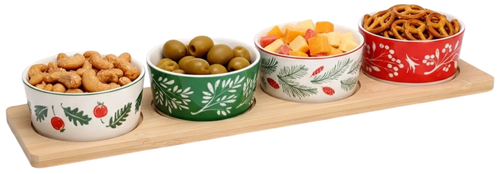 Піалки для закусок Excellent Houseware фарфорові на підносі 5 предметів (8720573577540) - зображення 2