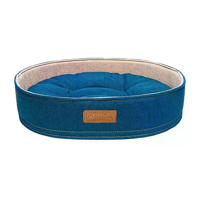 Лежак бортик овальний HiDOG JEANS для собаки або кота 34×45×10 см, м’яка лежанка з бортиками - Фото 2 Лежак бортик овальний HiDOG JEANS для собаки або кота 34×45×10 см, м’яка лежанка з бортиками - зображення 2
