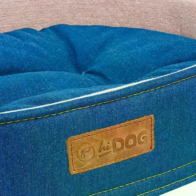 Лежак бортик овальний HiDOG JEANS для собаки або кота 34×45×10 см, м’яка лежанка з бортиками - Фото 3 Лежак бортик овальний HiDOG JEANS для собаки або кота 34×45×10 см, м’яка лежанка з бортиками - зображення 3