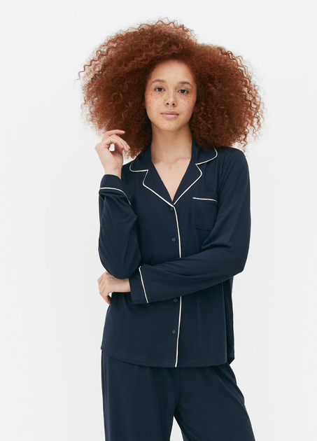 Женская пижамая рубашка Primark Jersey Long Sleeve Boyfriend XXS Для дома и сна Синий (8707) - изображение 2