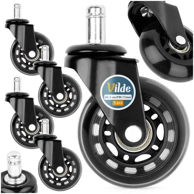 Kółka do fotela Vilde 569996 kauczukowe 6.3 cm x 10 mm 5 szt (5904316481766) - obraz 5