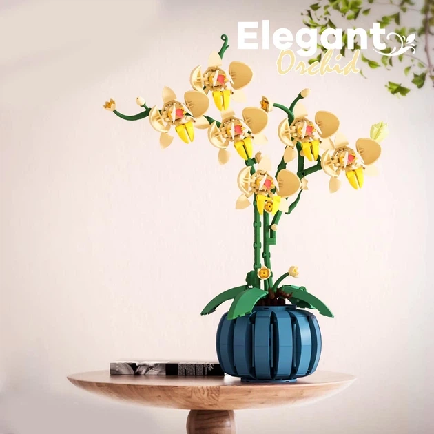 Конструктор Орхидея в горшке Elegantos Orchid букет цветов на 766 деталей - изображение 3