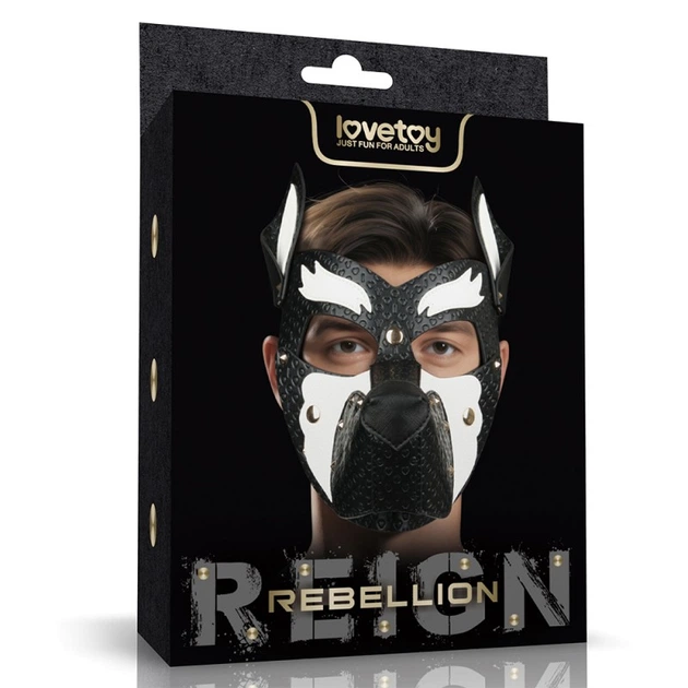 Маска намордник воющего щенка для эротических игр черно белая Lovetoy Rebellion Reign One size - Фото 1 Маска намордник воющего щенка для эротических игр черно белая Lovetoy Rebellion Reign One size - изображение 1