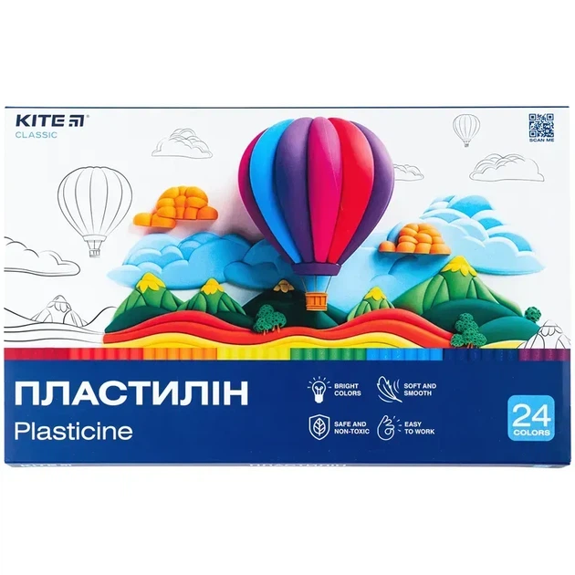 Пластилін восковий 24коль 480гр Classic картон уп KITE - Фото 1 Пластилін восковий 24коль 480гр Classic картон уп KITE - изображение 1