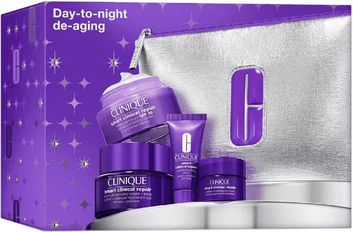Набір для догляду за обличчям Clinique Smart Clinical Repair Косметичка + Крем 50 мл + Маска 50 мл + Сироватка 10 мл + Крем для шкіри навколо очей 5 мл (192333275597) - зображення 3