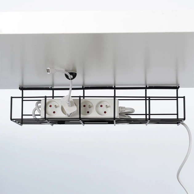 Organizer na kable Orion 568037 pod blat biurka Metalowy Czarny (5904316472368) - obraz 6