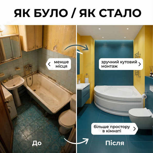 Ванна акриловая Tuana угловая купель 170×100 см асимметричная чаша 45см ножки и передняя панель левая - изображение 5