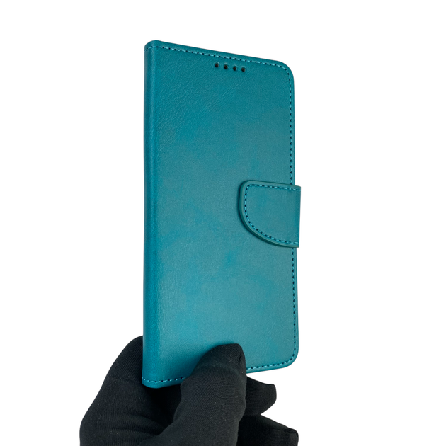 Чехол-книжка для телефона Tecno Spark 7 (KF6n) кожанная с магнитной застежкой с отделением для карт бирюзовая - изображение 2